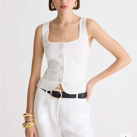 J. Crew Scoopneck linen-blend vest Black Size 6 BZ393 NWT - Picture 2 of 11